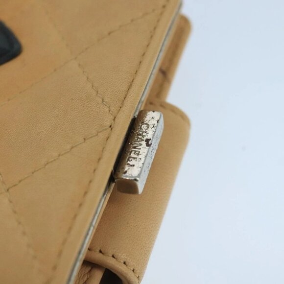 CHANEL Cambon Line Wallet Leather Beige Black CC Auth 104762 - Picture 7 of 16